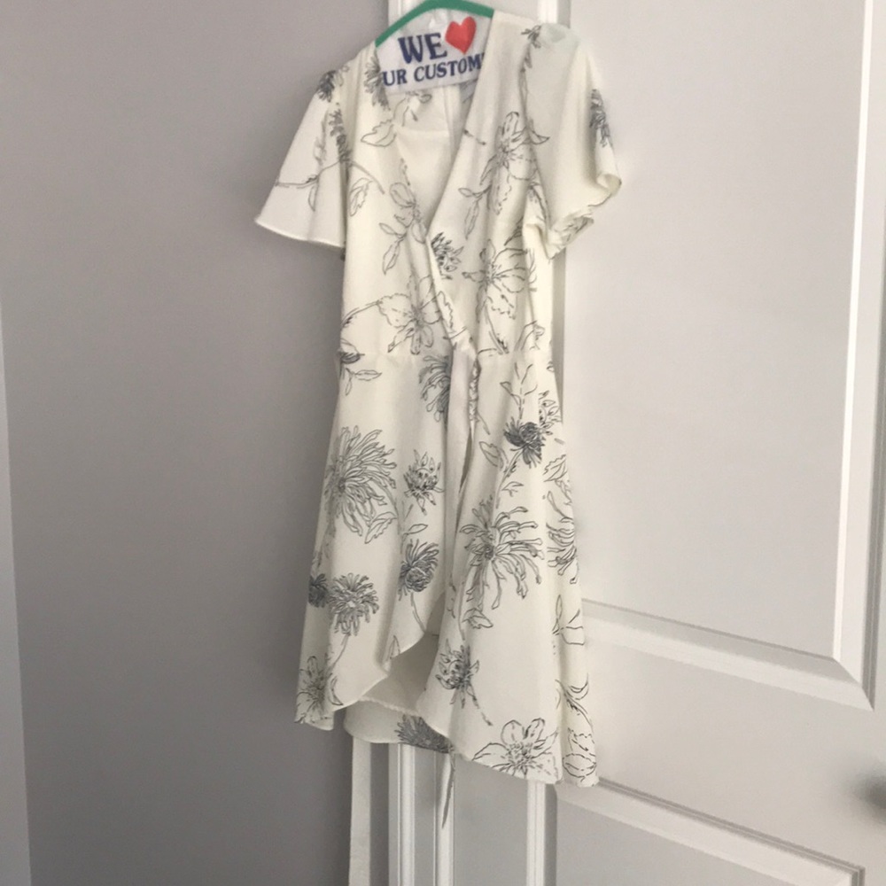 White and black floral outlined dress